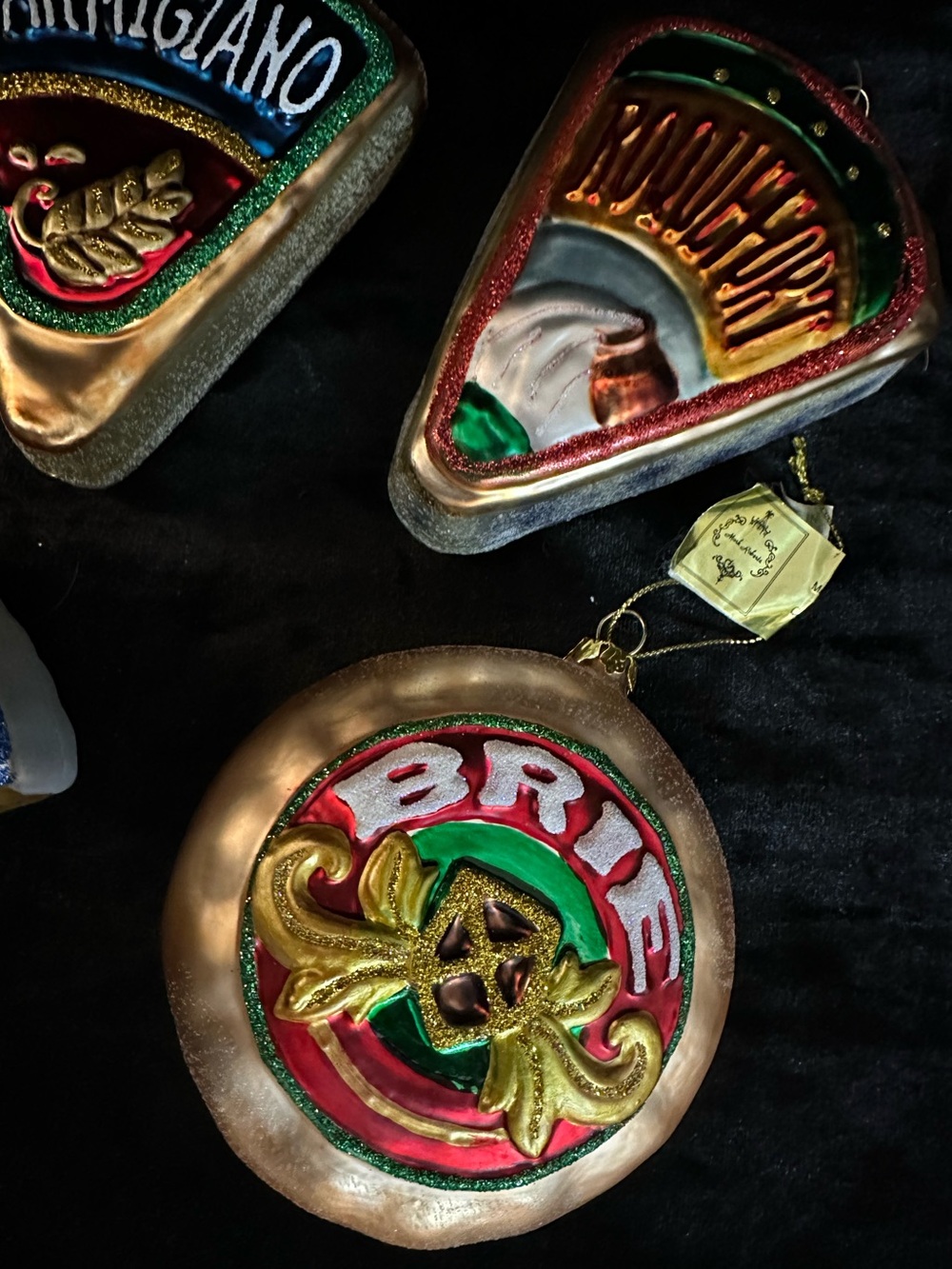 4 Mark Roberts Christmas Ornaments Parmigiano Camembert Roquefort Brie Cheese - Picture 3 of 5